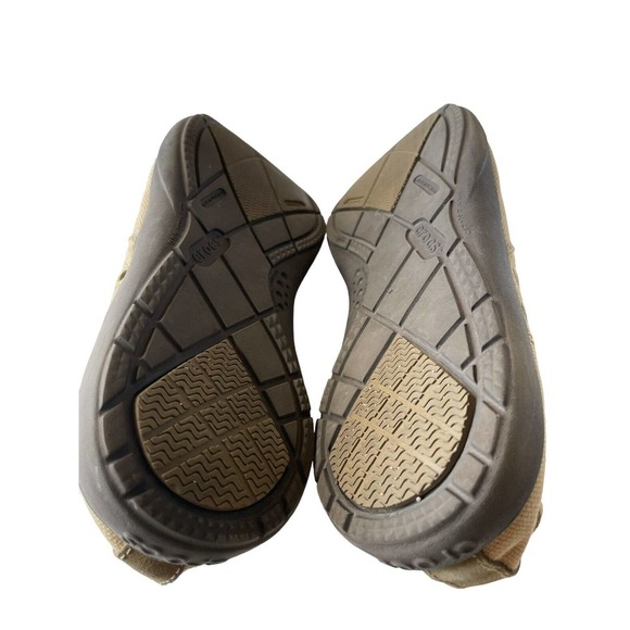 Crocs Walk 11270 Canvas Slip On Mens Boat Shoes Loafers Tan Khaki Size M10 - Picture 8 of 8